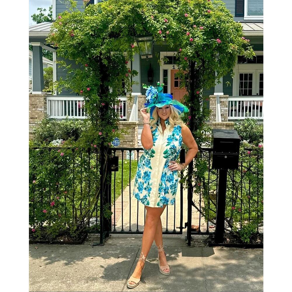 Tuckernuck Sleeveless Charlie Dress Medium Waters Edge Hydrangea Floral Collared - Picture 6 of 12